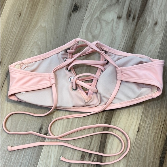 Pink Lace-Up Women's Swim Top - Picture 3 of 5